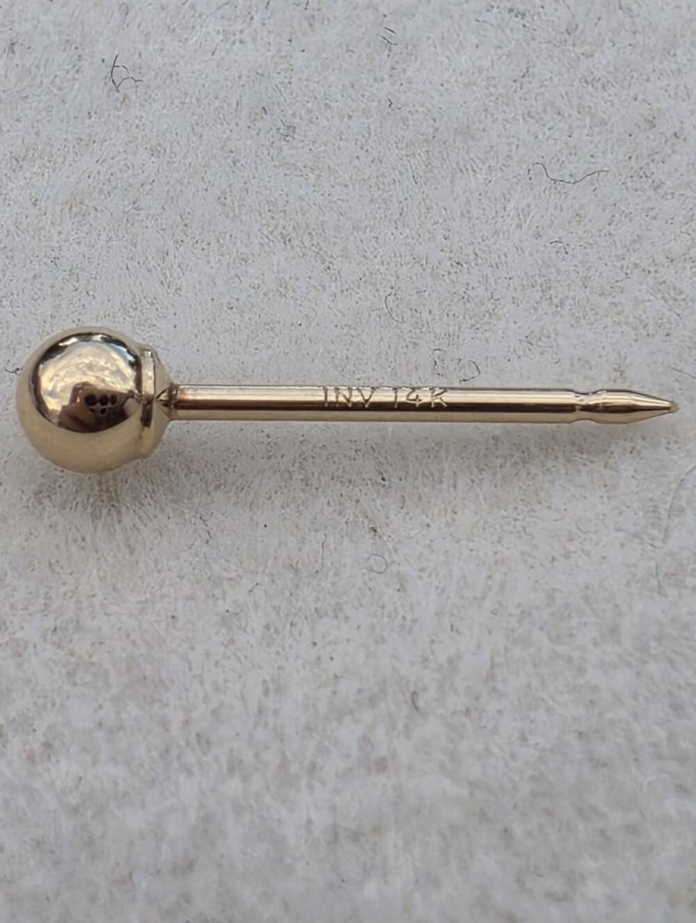 14K Solid Gold Ball Single Stud Earring by INV • 0.09g